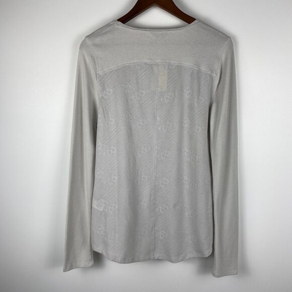 Lucky Brand Jacquard Thermal Round Neck Long Sleeve Shirt Gray Womens Sz XL NWT - Picture 7 of 12